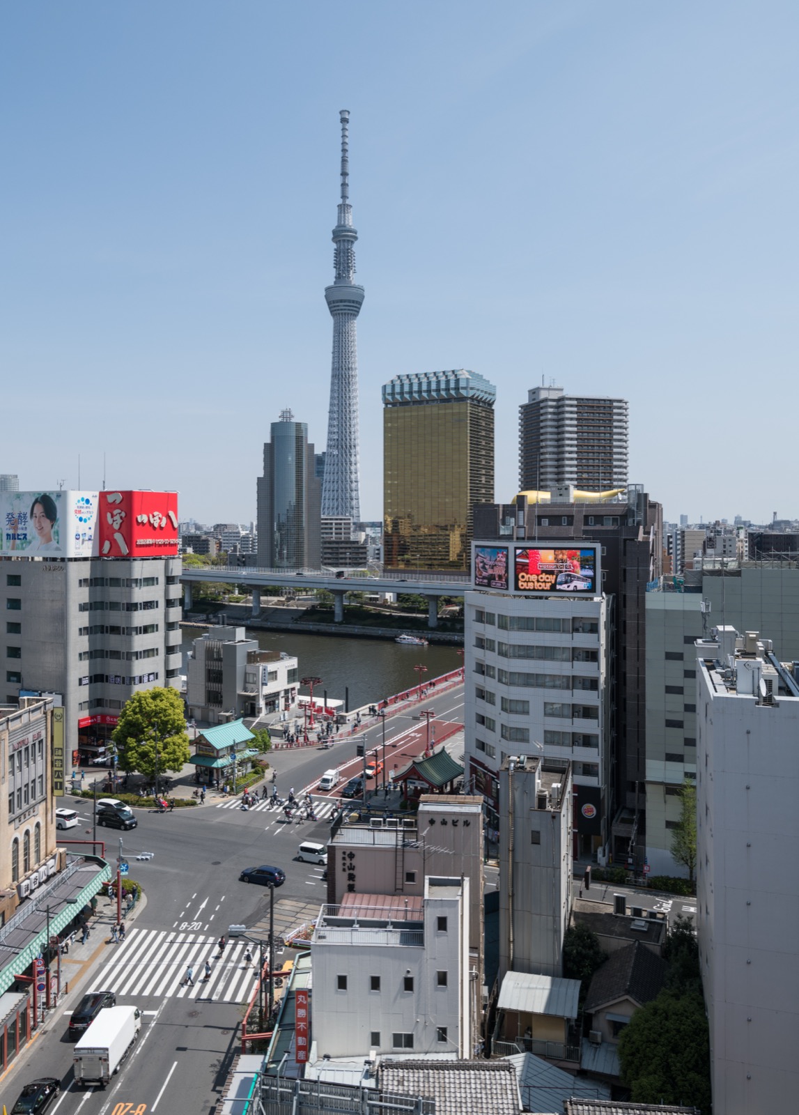 從淺草隅田川畔望向東京晴空塔（東京スカイツリー）— 江戶下町 × 現代摩天塔 共存的代表景觀