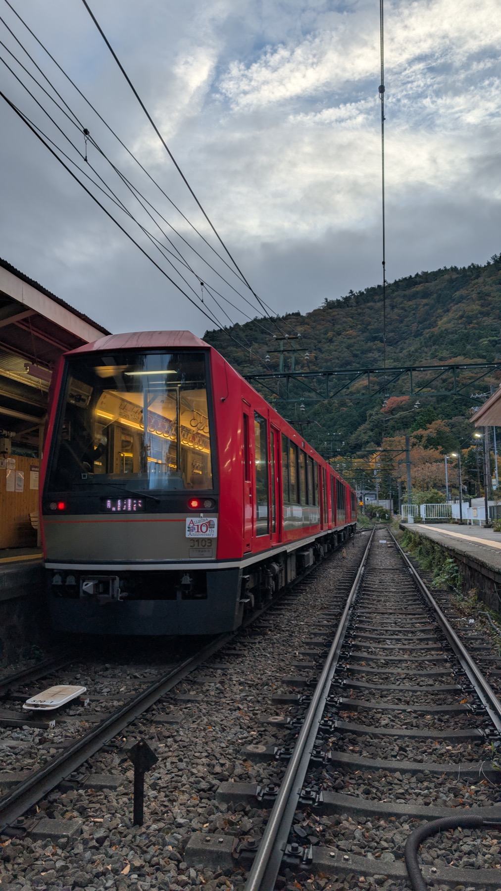 箱根登山電車（箱根登山鉄道）行駛於山間 — 之字形爬坡、梅雨季繡球花名所