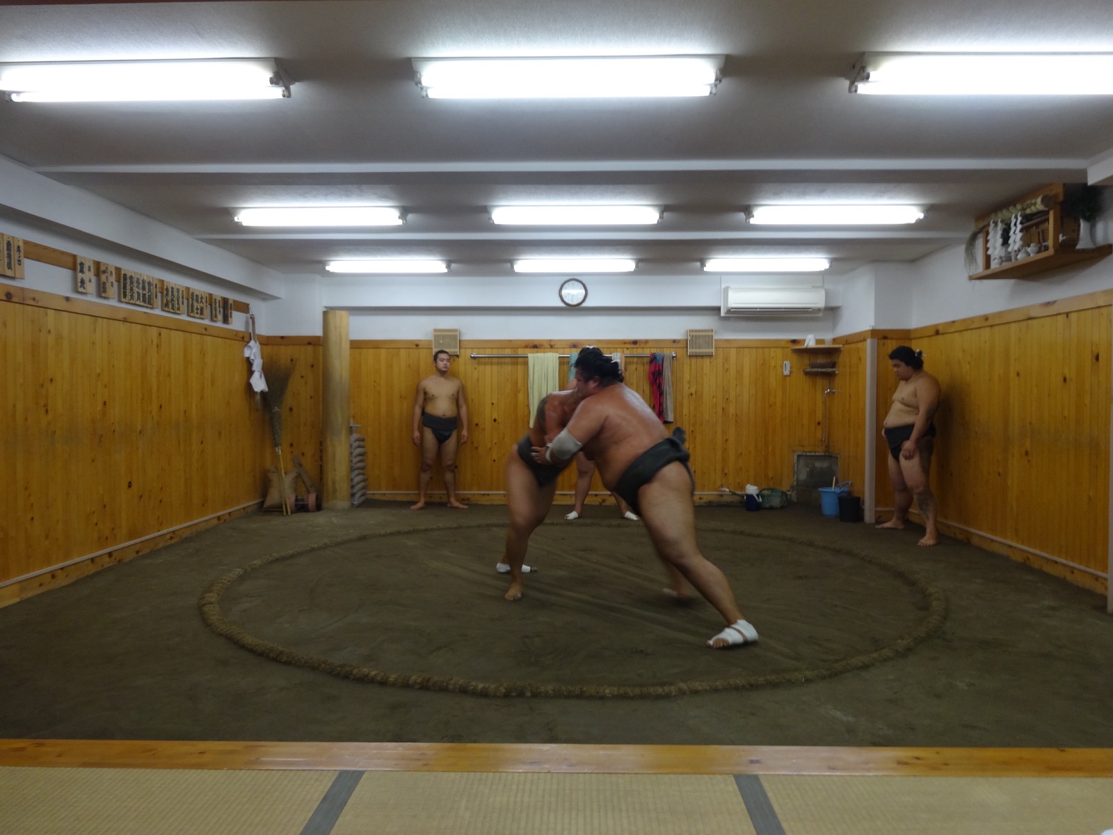 相撲部屋朝稽古 — 力士在土俵上練習的早晨稽古，東京兩國的相撲部屋見學體驗